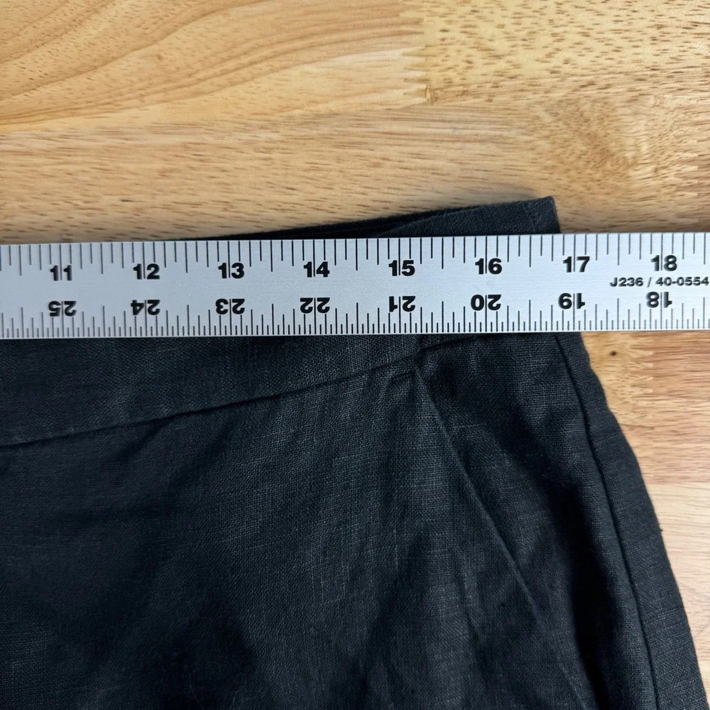 Banana Republic High Rise Slim Ankle Trousers Women 12 Black Linen Tapered Pants